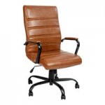 Flash Furniture Whitney Black LeatherSoft Mid-Back Executive Swivel Office Chair with Black Frame and Roller Wheels