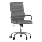 Flash Furniture Whitney Black LeatherSoft Mid-Back Executive Swivel Office Chair with Black Frame and Roller Wheels