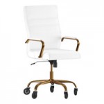 Flash Furniture Whitney Black LeatherSoft Mid-Back Executive Swivel Office Chair with Black Frame and Roller Wheels