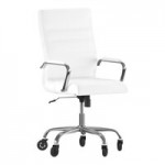 Flash Furniture Whitney Black LeatherSoft Mid-Back Executive Swivel Office Chair with Black Frame and Roller Wheels