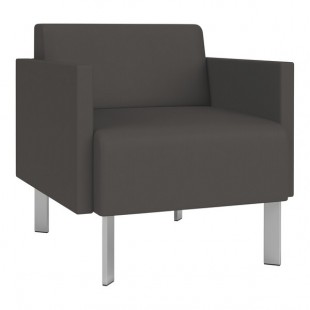 Lesro Luxe Lounge Series Patriot Plus Charcoal Vinyl Guest Arm Chair with Steel Legs Lesro Luxe Lounge Series Patriot Plus Charcoal Vinyl Guest Arm Chair with Steel Legs