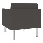 Lesro Luxe Lounge Series Patriot Plus Charcoal Vinyl Guest Arm Chair with Steel Legs