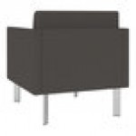 Lesro Luxe Lounge Series Patriot Plus Charcoal Vinyl Guest Arm Chair with Steel Legs
