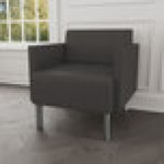 Lesro Luxe Lounge Series Patriot Plus Charcoal Vinyl Guest Arm Chair with Steel Legs
