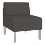 Lesro Luxe Lounge Series Patriot Plus Charcoal Vinyl Guest Arm Chair with Steel Legs