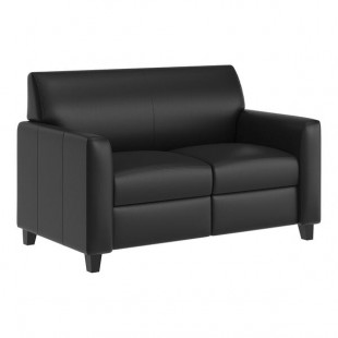 Flash Furniture Agent Black LeatherSoft Loveseat with Charging Bank and Wooden Feet