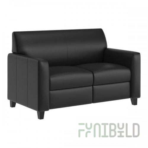 Flash Furniture Agent Black LeatherSoft Loveseat with Charging Bank and Wooden Feet