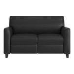 Flash Furniture Agent Black LeatherSoft Loveseat with Charging Bank and Wooden Feet
