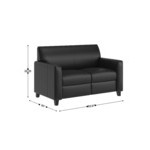 Flash Furniture Agent Black LeatherSoft Loveseat with Charging Bank and Wooden Feet