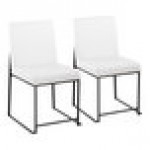 LumiSource Fuji White Faux Leather High-Back Side Chair with Black Brushed Stainless Steel Frame - 2/Case LumiSource Fuji White Faux Leather High-Back Side Chair with Black Brushed Stainless Steel Frame - 2/Case