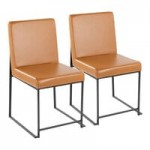 LumiSource Fuji White Faux Leather High-Back Side Chair with Black Brushed Stainless Steel Frame - 2/Case LumiSource Fuji White Faux Leather High-Back Side Chair with Black Brushed Stainless Steel Frame - 2/Case
