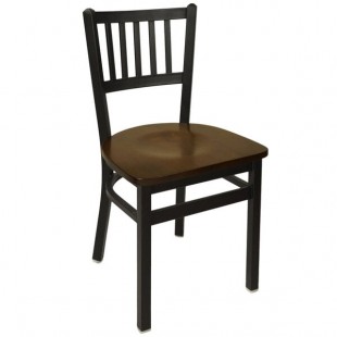 BFM Seating Troy Sand Black Metal Side Chair with Walnut Seat BFM Seating Troy Sand Black Metal Side Chair with Walnut Seat