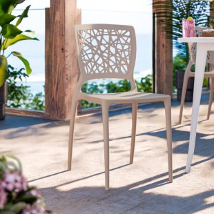 Lancaster Table & Seating Flora Sandy Taupe Webbed Back Resin Side Chair Lancaster Table & Seating Flora Sandy Taupe Webbed Back Resin Side Chair