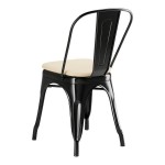 Lancaster Table & Seating Alloy Onyx Black Outdoor Cafe Chair with Tan Fabric Magnetic Cushion Lancaster Table & Seating Alloy Onyx Black Outdoor Cafe Chair with Tan Fabric Magnetic Cushion