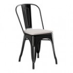 Lancaster Table & Seating Alloy Onyx Black Outdoor Cafe Chair with Tan Fabric Magnetic Cushion Lancaster Table & Seating Alloy Onyx Black Outdoor Cafe Chair with Tan Fabric Magnetic Cushion