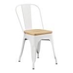Lancaster Table & Seating Alloy Pearl White Indoor Cafe Chair with Natural Wood Seat Lancaster Table & Seating Alloy Pearl White Indoor Cafe Chair with Natural Wood Seat