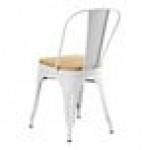 Lancaster Table & Seating Alloy Pearl White Indoor Cafe Chair with Natural Wood Seat Lancaster Table & Seating Alloy Pearl White Indoor Cafe Chair with Natural Wood Seat