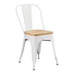 Lancaster Table & Seating Alloy Pearl White Indoor Cafe Chair with Natural Wood Seat Lancaster Table & Seating Alloy Pearl White Indoor Cafe Chair with Natural Wood Seat