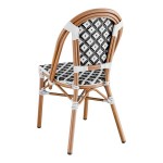 Lancaster Table & Seating Bistro Black and White Birdseye Weave Rattan Outdoor Side Chair Lancaster Table & Seating Bistro Black and White Birdseye Weave Rattan Outdoor Side Chair