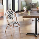 Lancaster Table & Seating Bistro Black and White Birdseye Weave Rattan Outdoor Side Chair Lancaster Table & Seating Bistro Black and White Birdseye Weave Rattan Outdoor Side Chair