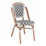Lancaster Table & Seating Bistro Black and White Birdseye Weave Rattan Outdoor Side Chair Lancaster Table & Seating Bistro Black and White Birdseye Weave Rattan Outdoor Side Chair