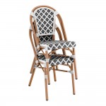 Lancaster Table & Seating Bistro Black and White Birdseye Weave Rattan Outdoor Side Chair Lancaster Table & Seating Bistro Black and White Birdseye Weave Rattan Outdoor Side Chair