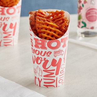 Choice Large 16 oz. Paper Scoop Cup with Hot Food Print Design - 1,000/Case