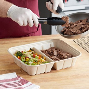 World Centric 112 oz. Compostable Fiber 2-Compartment Catering Pan - 200/Case