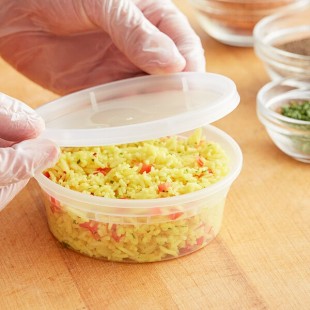 Choice Heavy-Duty 8 oz. Translucent Plastic Deli Container and Lid Combo Pack - 240/Case