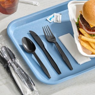 Choice Black Heavy Weight Polypropylene Plastic Cutlery Pack with Napkin and Salt and Pepper Packets - 500/Case