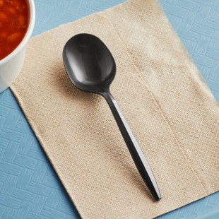 Choice Medium Weight Black Polypropylene Plastic Soup Spoon - 2,000/Case