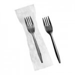 Choice Medium Weight White Wrapped Polypropylene Plastic Spork, Straw, and Napkin Kit - 1,000/Case