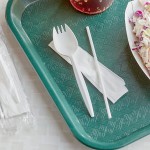Choice Medium Weight White Wrapped Polypropylene Plastic Spork, Straw, and Napkin Kit - 1,000/Case
