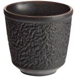 Acopa Heika 12 oz. Black Matte Textured Stoneware Mug - Sample