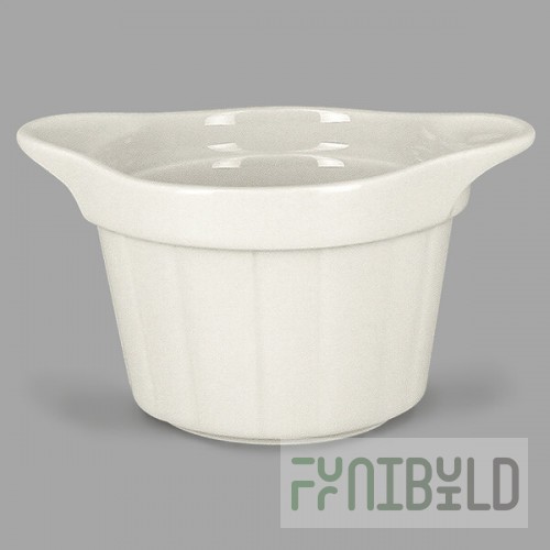 RAK Porcelain Chef's Fusion 7 oz. Sand White Porcelain Ramekin with Grooves - 12/Case