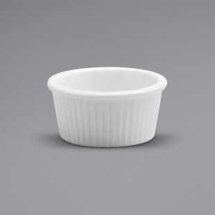 Oneida Buffalo Bright White Ware by 1880 Hospitality F8010000610 1 oz. Fluted Porcelain Ramekin - 36/Case Oneida Buffalo Bright White Ware by 1880 Hospitality F8010000610 1 oz. Fluted Porcelain Ramekin - 36/Case