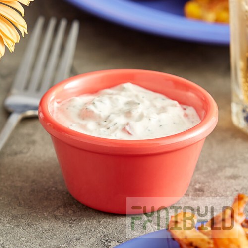 Acopa Foundations 4 oz. Orange Smooth Melamine Ramekin - 12/Case