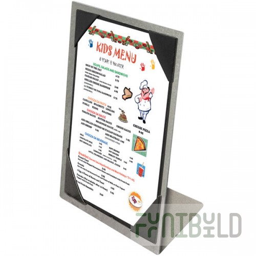 Menu Solutions MTPIX-46 Alumitique Aluminum Menu Tent with Picture Corners - Brushed Finish - 4