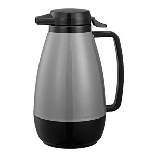 Service Ideas Thermo-Serv 33.8 oz. Gray ABS Plastic Insulated Coffee Carafe / Server with Push-Button Lid PB101MG