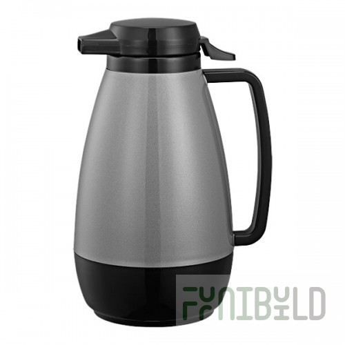 Service Ideas Thermo-Serv 33.8 oz. Gray ABS Plastic Insulated Coffee Carafe / Server with Push-Button Lid PB101MG