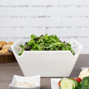 10 Strawberry Street WTR-10SQHNDLBWL Whittier 2.75 Qt. White Square Porcelain Bowl with Handles - 6/Case 10 Strawberry Street WTR-10SQHNDLBWL Whittier 2.75 Qt. White Square Porcelain Bowl with Handles - 6/Case