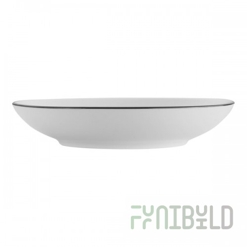 International Tableware Torino Bistro 40 oz. Black Band Porcelain Vegetable / Serving Bowl - 12/Case