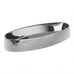 American Metalcraft 216 oz. Oval Hammered Stainless Steel Double-Walled Serving Bowl