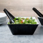 Vollrath V2220320 3.5 Qt. Black / White Large Square Melamine Bowl