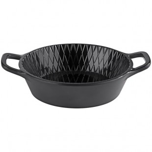 APS Minis 2.375 oz. Hammered Black Two-Handled Melamine Bowl - 60/Case