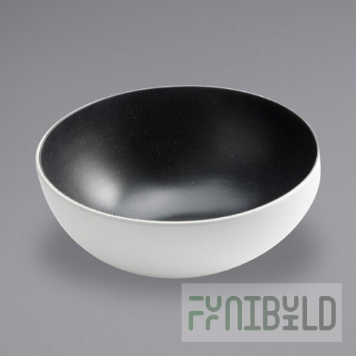 American Metalcraft LFTBB11 Lift 110 oz. Speckled Black and White Slanted Melamine Bowl