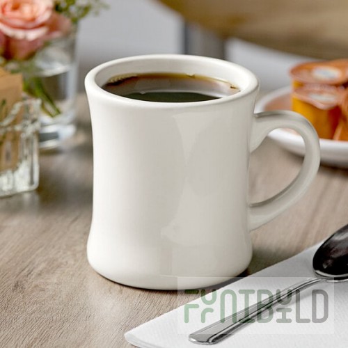 Acopa 12 oz. Customizable Ivory (American White) Victor Stoneware Coffee Mug - 36/Case