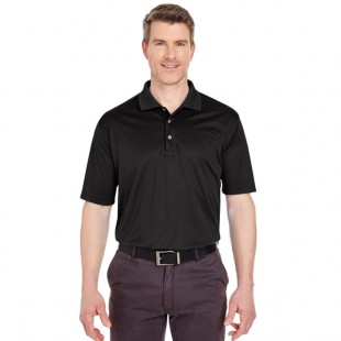 National Patrol by Henry Segal Unisex Customizable Black Short Sleeve Moisture Wicking Polo Shirt with UV Protection - Polyester Mesh -M
