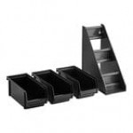 Vollrath 4843-06 Traex® Black Self-Serve Condiment Bin Stand Set with 3-Tier Stand and 11 1/4
