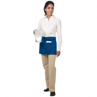Chef Revival Royal Blue Poly-Cotton Customizable Waist Apron with 3 Pockets - 12
